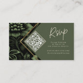オリーブグリーン&金ゴールドフレームフローラRSVP エンクロージャーカード (裏面)