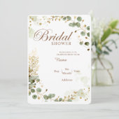オリーブグリーン&金ゴールドボタニカルブライダルシャワーインビタット 招待状 (スタンド正面)