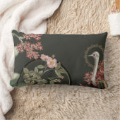 オリーブグリーン&金ゴールド芸術的フローラデザイン ランバークッション (ブランケット)