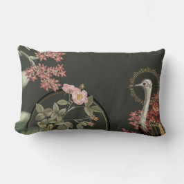 オリーブグリーン&金ゴールド芸術的フローラデザイン ランバークッション