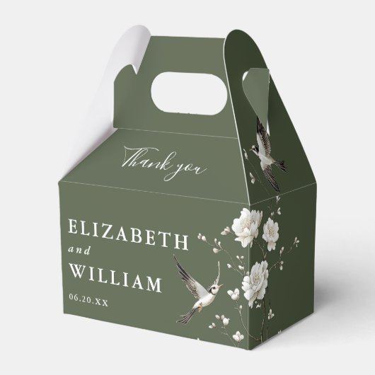 オリーブグリーンChinoiserieフローラ結婚ズサンキュー フェイバーボックス (正面サイド)