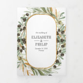 オリーブグローブウォーターカラートスカーニイタリ結婚アズ 三つ折り招待状 (カバー)