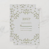 オリーブグ葉リーン結婚ズ自然オートメ素朴ールズ 出欠カード (正面/裏面)