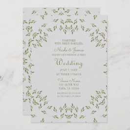 オリーブグ葉リーン結婚ズ自然オートメ素朴ールズ 招待状
