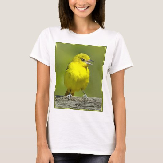 オリーブコウライウグイス - オリジナル写真 Tシャツ (正面)