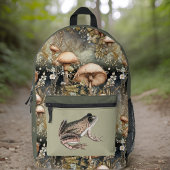 オリーブコテージコアマッシュルームとカエルとモノグラム プリントバックパック