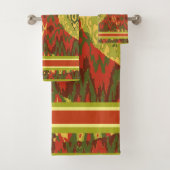 オリーブコンテンポラリーデザイン、錆び、金ゴールド バスタオルセット (インサイチュ)