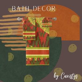 オリーブコンテンポラリーデザイン、錆び、金ゴールド バスタオルセット