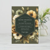 オリーブゴールドのアネモネウェディング 招待状 (スタンド正面)