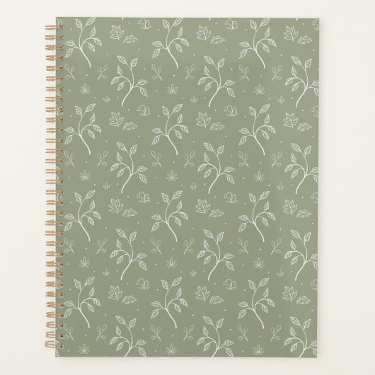 オリーブシンプルグ葉リーグリーンの平和な プランナー手帳 (正面)