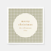オリーブジンガムパーソナライズされたプレイドクリスマスホリデー スタンダードカクテルナプキン (正面)