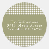 オリーブジンガムプレイドクリスマス差出人住所 ラウンドシール (正面)