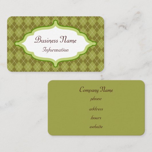 オリーブスタイリッシュアーガイル名刺 名刺 (正面/裏面)