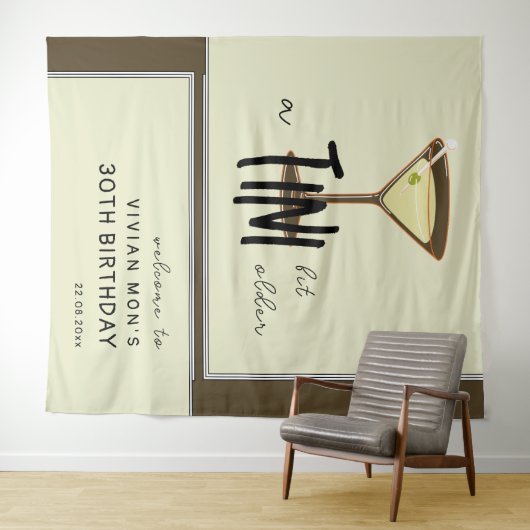 オリーブスタイリッシュマルティーニ誕生日へようこそ タペストリー (インサイチュ(横))