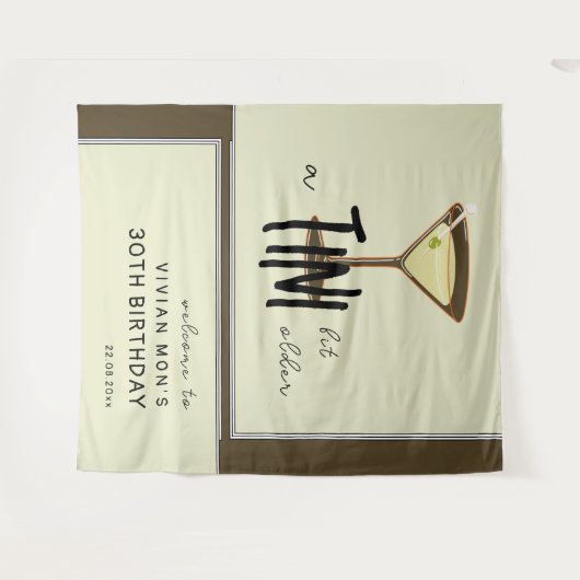 オリーブスタイリッシュマルティーニ誕生日へようこそ タペストリー (正面(横))