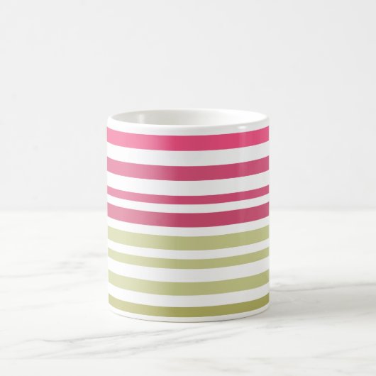 オリーブストライプのピンク コーヒーマグカップ (中央)