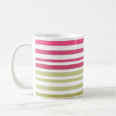 オリーブストライプのピンク コーヒーマグカップ (左)