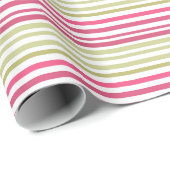 オリーブストライプのピンク ラッピングペーパー (ロールコーナー)