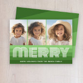オリーブストライプグリーンのレトロ- メリー 3枚の写真 シーズンカード