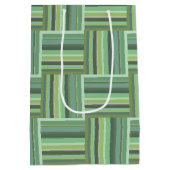 オリーブストライプグリーン織り模様 ミディアムペーパーバッグ (裏面)