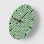 オリーブストライプグリーン織り ラウンド壁時計 (傾斜)