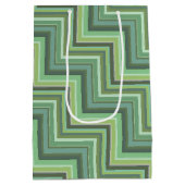 オリーブストライプグリーン階段パターン ミディアムペーパーバッグ (裏面)