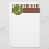 オリーブストライプ円A文房具 便箋 (正面/裏面)