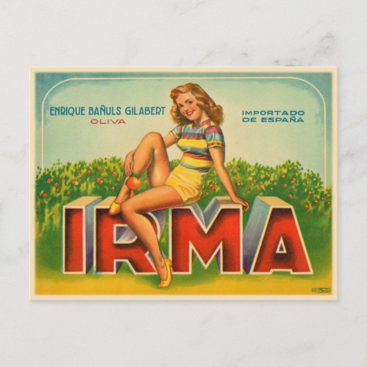 オリーブスペインのブランド付きクレートラベルプリント ポストカード (正面)