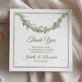 オリーブセージのトゥール・ド・ジュイの結婚式サンクスカード サンキューカード