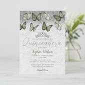 オリーブセージ銀グリッターバタフライキンセアニラ 招待状 (スタンド正面)