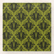 オリーブターキークラウンのガラスコースター