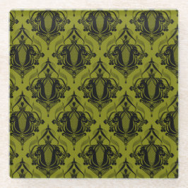 オリーブターキークラウンのガラスコースター ガラスコースター