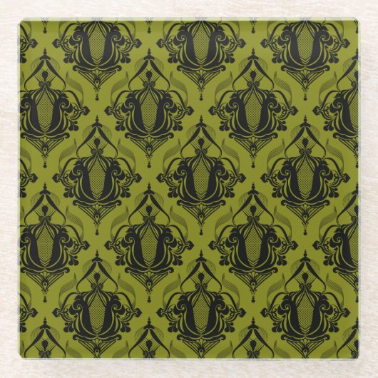 オリーブターキークラウンのガラスコースター ガラスコースター (正面)