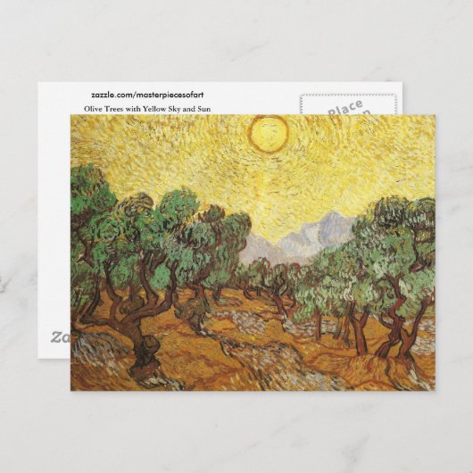 オリーブツリーズイエロースカイ&サンファンゴッホファインアート ポストカード (正面/裏面)