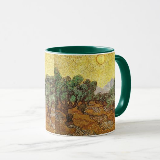 オリーブツリーズイエロースカイ&サンファンゴッホファインアート マグカップ (正面右)