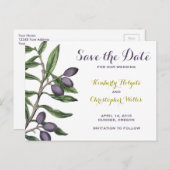 オリーブツリーブランチ日付の保存 | 緑（紫） 案内ポストカード (正面/裏面)