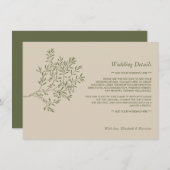 オリーブツリーブランチ素朴&ミニマル詳細 エンクロージャーカード (正面/裏面)