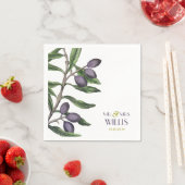 オリーブツリーブランチ |緑の紫 スタンダードカクテルナプキン (インサイチュ)