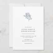 オリーブツリーミニマル結婚式招待状 |青 (正面)