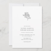 オリーブツリーミニマル結婚式招待状 |黒 (正面)