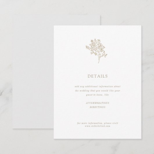 オリーブツリーミニマ結婚リスト詳細 |金ゴールド エンクロージャーカード (正面/裏面)