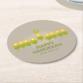 オリーブハヌカー（ユダヤ教）メノラー ラウンドペーパーコースター (アングル)