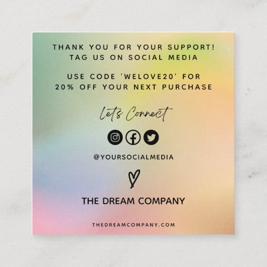 オリーブハートトレンディーメディア挿入名刺 スクエア名刺 (裏面)