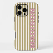オリーブパステルストライプ卒業生看護学生ネーム iPhoneケース (裏面)