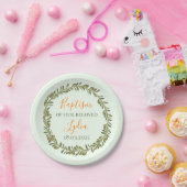 オリーブパーソナライズされたとの洗礼プラスチックプレート ペーパープレート (パーティー)