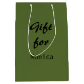 オリーブパーソナライズされたグエレガントスタイリッシュリー名 ミディアムペーパーバッグ (正面)