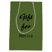 オリーブパーソナライズされたグエレガントスタイリッシュリー名 ミディアムペーパーバッグ (裏面)