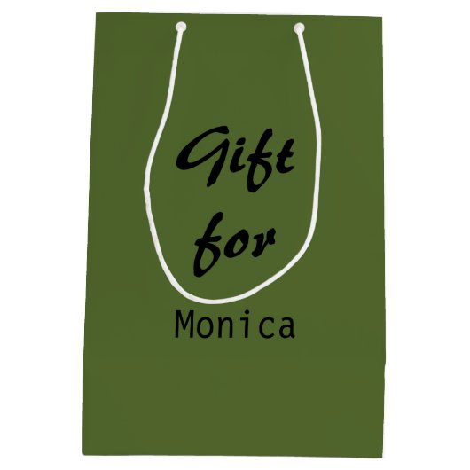 オリーブパーソナライズされたグエレガントスタイリッシュリー名 ミディアムペーパーバッグ (裏面)