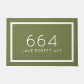 オリーブパーソナライズされたグリーンの住所 ドアマット (正面)