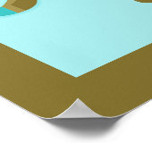 オリーブパーソナライズされたグリーンブルー金ゴールド象 ポスター (角)